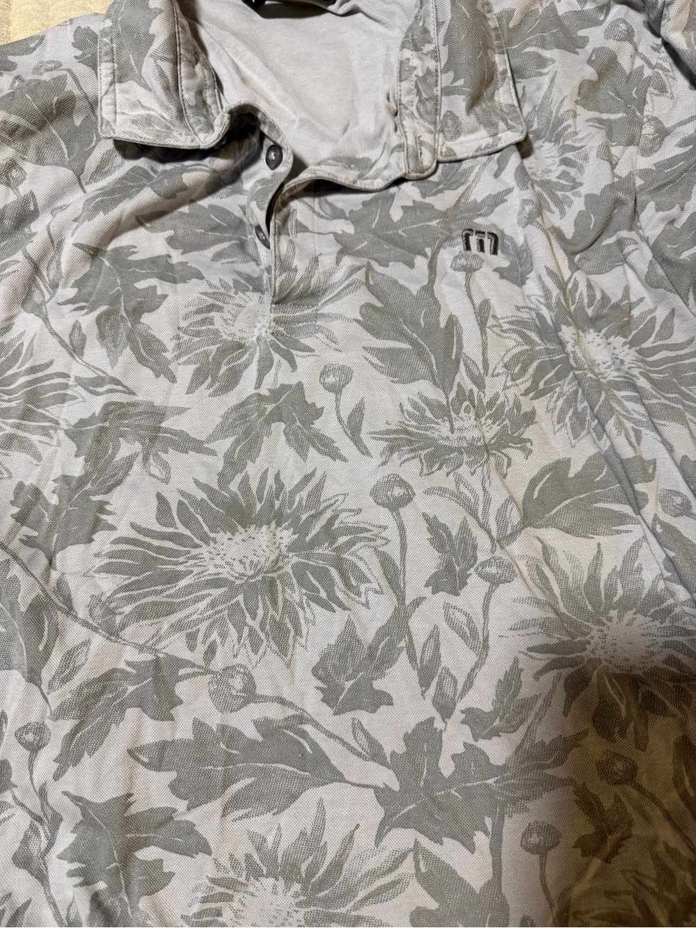 Travis Mathew Men's Floral Polo Shirt - Light Gray